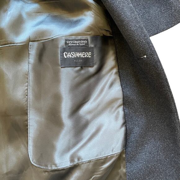 Mark Shale Cashmere Overcoat Charcoal Black Button Down Business Dress Coat 46R - Picture 13 of 16